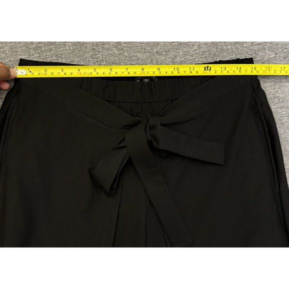 Eileen Fisher Stretch Crepe Black Tie Front Crop Pants Wide leg Small - Picture 3 of 10